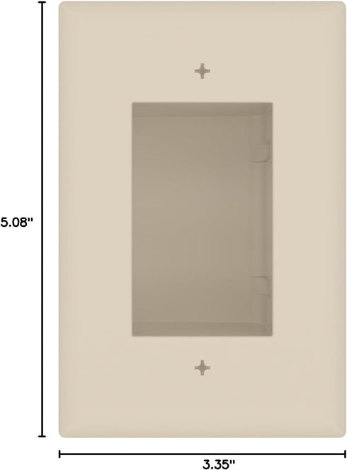 DATA COMM Electronics 45-0008-LA Easy Mount Recessed Low Voltage Cable Plate,Slim-Fit Design, Installs Behind TVs & AV Devices, Single Gang with D...