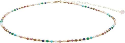 Boho 7 Chakra Natural Stone Jaspers Tube Beads Choker Necklace, Beaded Gemstone Necklace for Women, Colorful Boho Bead Choker Necklace Natural Sto...