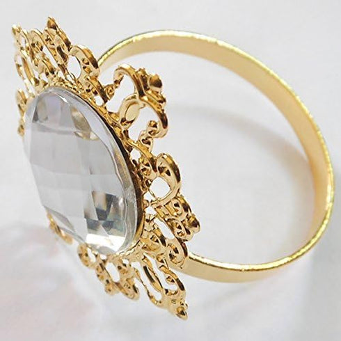 Tangpan 10pcs Gold-Light Napkin Ring Rhinestones Napkin Rings for Weddings Pearl Napkin Rings Shiny (Clear)...