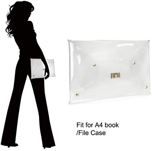 HOXIS Large Size PVC Clear Envelope Clutch Gold Chain Crossbody Bag Women's Purse...
