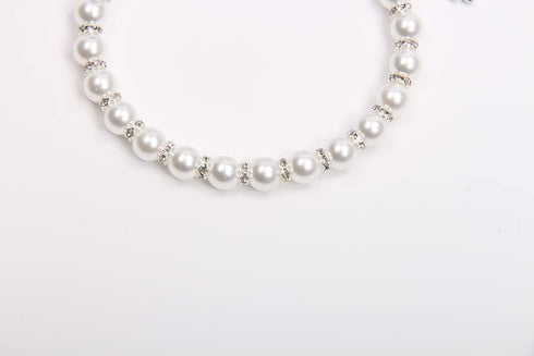 Dog Cat Pearls Necklace Collar with Bling Accessories and Ribbon Bow Pet Puppy Jewelry for Female Dogs Cats Small Medium (L, White)...