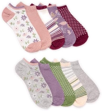 MUK LUKS Women's 10 Pack Low Cut Socks, Floral, OS...
