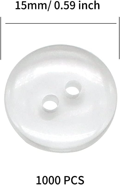 1000 Pieces Resin Buttons 2 Holes Sewing Flatback Button Round Craft Buttons for Sewing, Scrapbooking, DIY Project Sewing Buttons (15mm)...