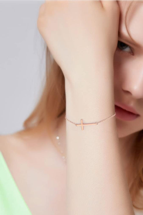 WDSHOW Sideways Cross Bracelets Rose Gold-Tone Silver-Tone...