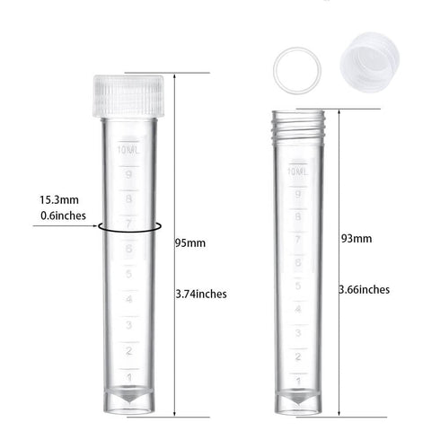 50PCS 10ml Plastic Small Vials with Screw Caps Sample Tubes Cryotubes,PP Material, Free from DNase, RNase, Human DNA...