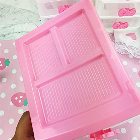 New Lovely Cosmetic Case Storage Cabinet Box Room Desktop Makeup Organizer With Two-tier Desk Receiving Drawers...
