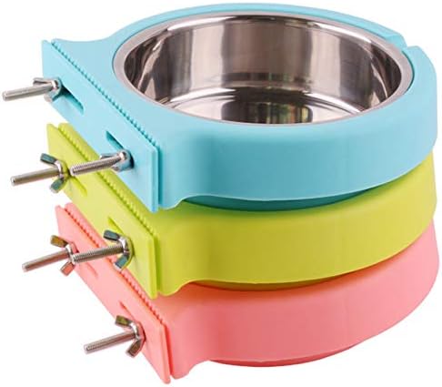 La La Pet® Dog Bowl Feeder Pet Puppy Food Water Bowl 2-in-1 Plastic Bowl Stainless Steel Bowl Removable Hanging Cat Rabbit Bird Food Basin Dish Pe...