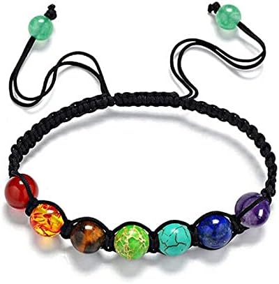 COLORFUL BLING 7 Chakra Lava Natural Stone Rock Gemstone Beads Yoga Reiki Healing Crystals Energy Balancing Necklace with Earrings Bracelet Jewelr...