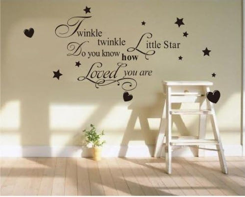 Twinkle Little Star Do You Know How Loved Are - Girl's or Boy's Room Kids Baby Nursery - Vinyl Wall Decal, Lettering Art Letters Decor, Quote Desi...