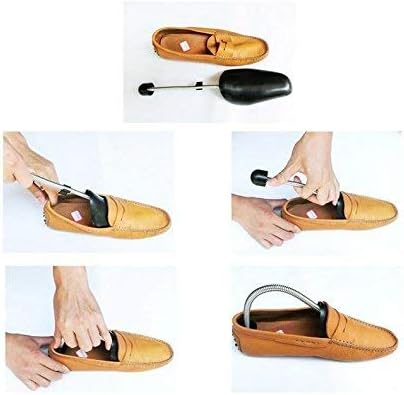 4 Pairs Men's Black Plastic Adjustable Length Shoe Trees Stretchers Boot Holder Shaper Organizers with Tension Spring Coil Great for All Shoes Kee...