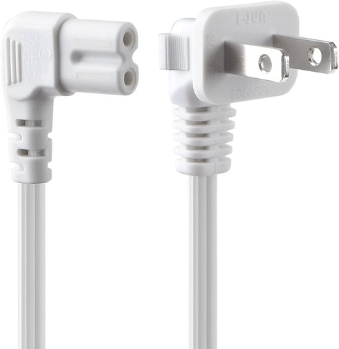 Universal 2 Prong Angled 18 AWG Power Cord - NEMA 1-15P to IEC320 C7 Figure 8 Shotgun Connector AC Power Supply Cable Wire Socket Plug Jack for PS...