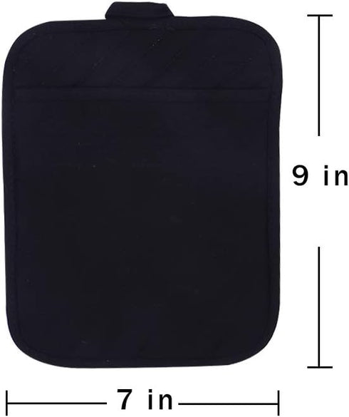 Anyi Cotton Pot Holders with Pocket, Heat Resistant Black Counter Table Hot Pads for Kitchen...