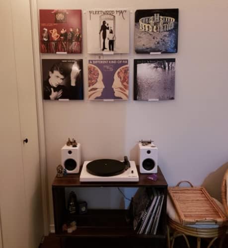 Vinyl Record Wall Mount- 5 Pack | No Wall Damage | Floating Shelf | Black & White Album Holder | Display Your Best LPs...