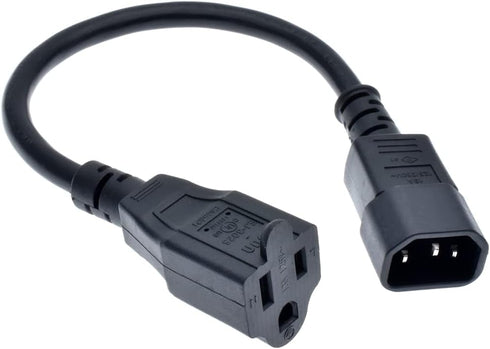 C14 to 5-15R Power Cord, IEC320 C14 to NEMA 5-15R Power Extension Cable Cord, PDU/UPS 18AWG Standard Computer Power Adapter Cord NEMA 5-15R to IEC...