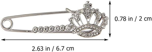 3Pcs Crown Safety Pin Women Crystal Brooch Pins Sweater Shawl Clips Rhinestone Brooches New Year Valentines Day for Women Men...