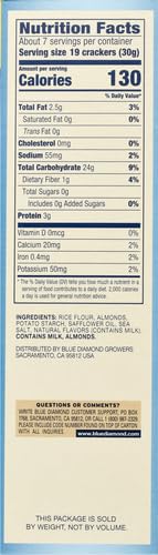 Blue Diamond Almonds Nut-Thins Gluten Free Cracker Crisps, Hint Of Sea Salt, Family Size, Sea Salt, 7.7 oz (Pack of 1)...
