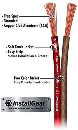 InstallGear 12 Gauge AWG 30ft Speaker Wire True Spec and Soft Touch Cable - Speaker Wire 12 Gauge - Red/Black (Great Use for Car Speakers Stereos,...