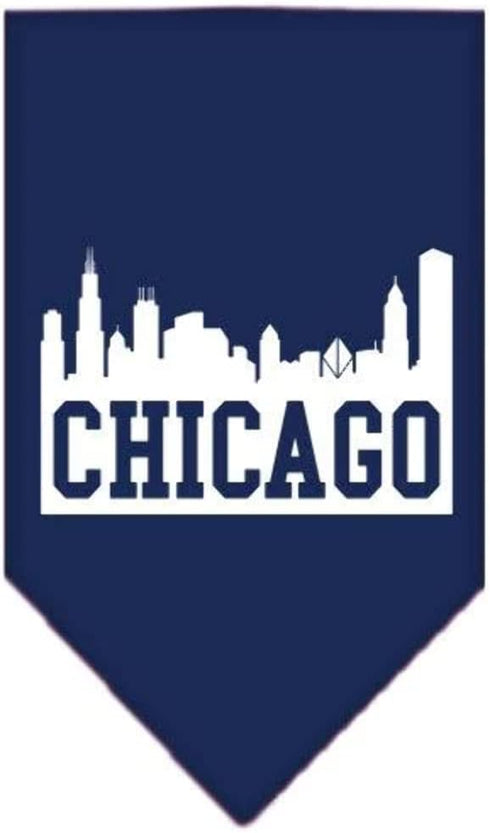 Pet and Dog Bandana Screen Printed, Chicago Skyline Black Large...
