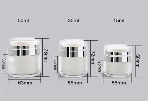 3-Pcs Modern Airless travel size cosmetic container- The finest Refillable Bottle for Creams, Gels, & Lotions- 0.5oz /1oz /1.7oz (black with silve...