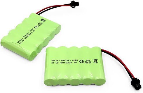 6V RC Battery, 2 Pack 1500mAh Ni-Cd Rechargeable 5-Cells AA Battery Packs with SM 2P Plug for RC Truck Vehicles Electrical Tools...
