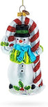 Snowman with The Mint Candy Cane Glass Christmas Ornament...