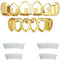 Open Face Grillz Teeth 24k Gold Grillz Plated Caps New Custom Fit Top & Bottom Grill Set for Kids + Extra Molding Bars + Microfiber Cloth...