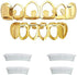 Open Face Grillz Teeth 24k Gold Grillz Plated Caps New Custom Fit Top & Bottom Grill Set for Kids + Extra Molding Bars + Microfiber Cloth...