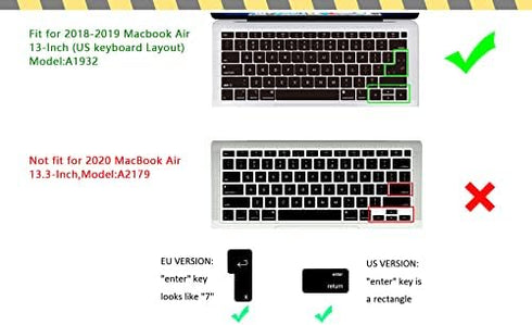 HRH Shortcut Hotkey Silicone Keyboard Cover Skin for MacBook Air 13 Inch 2018 Release A1932 with Retina Display and Touch ID EU/US,OSX...