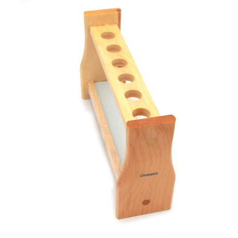 Chiloskit 0.7" (18mm) Holes Wood Wooden Test Tube Rack Holder Stand for API 10ml 25ml Test Tubes Lab Tube Racks Pen Holder (10ml 6Slots)...