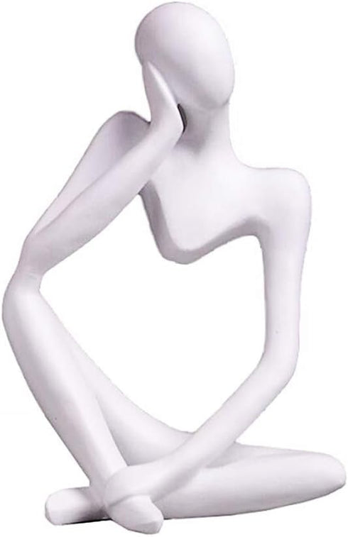 Asng Resin Thinker Style Abstract Sculpture Statue Collectible Figurines Home Office Bookshelf Desktop Decor (White,Left, Small)...