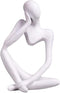 Asng Resin Thinker Style Abstract Sculpture Statue Collectible Figurines Home Office Bookshelf Desktop Decor (White,Left, Small)...