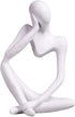 Asng Resin Thinker Style Abstract Sculpture Statue Collectible Figurines Home Office Bookshelf Desktop Decor (White,Left, Small)...