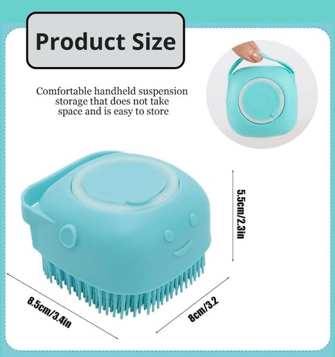 Dog Bath Brush, Pet Massage Brush Shampoo Dispenser, Soft Silicone Brush Rubber Bristle for Dogs and Cats Shower Grooming (Green)...