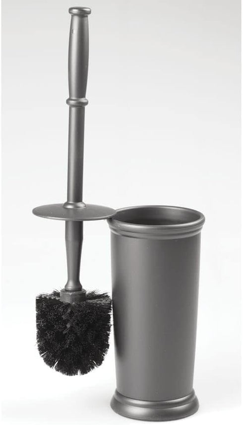 mDesign Toilet Bowl Brush and Holder - Covered Bathroom Toilet Brush - Standing Toilet Bowl Scrubber in Modern Holder - Space Saving, Deep Cleanin...