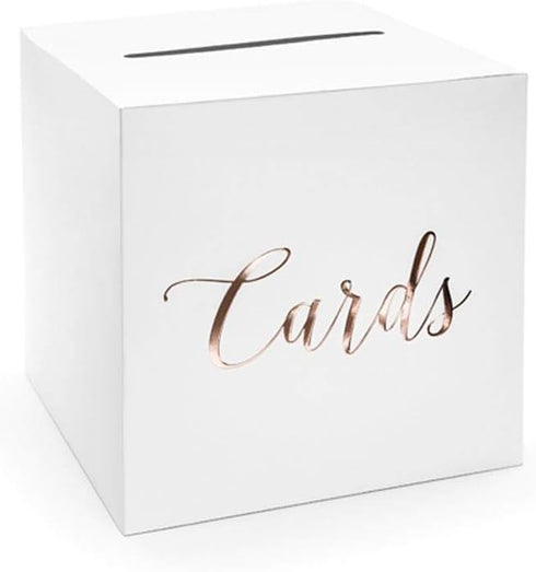 Wedding Card Postbox White with Rose Gold Lettering 'Cards'...