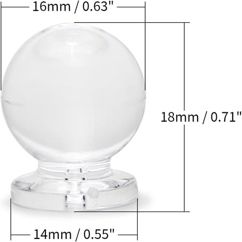 MroMax 6Pcs Tiny Pull Handle Round Acrylic Knob Self-Stick Mini Knob 16mm Diameter Small Size Knob Clear Shiny Knob Cute Decoration for Jewelry Bo...