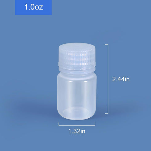 1 oz Wide Mouth Lab Reagent Bottle, Laboratory Grade Chemical Container, Sealed Leak-proof Clear PP Bottle, Pill Bottle, Water Sample Bottle(5 Pcs...