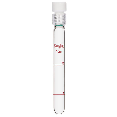 stonylab Glass Test Tube with PTFE Cap, Thicken Borosilicate Glass Reusable Round Bottom Graduated Pressure Resistant Colorimetric Tubes Culture T...