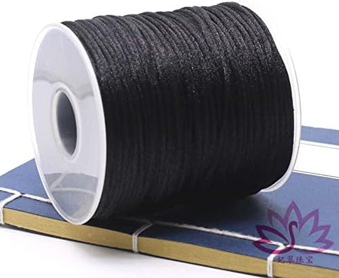 109 Yards Nylon Cord Beading Satin String for Chinese Knotting Rattail Beading Macrame Friendship Bracelet Jewelry Making (Black, 1.5MM)...