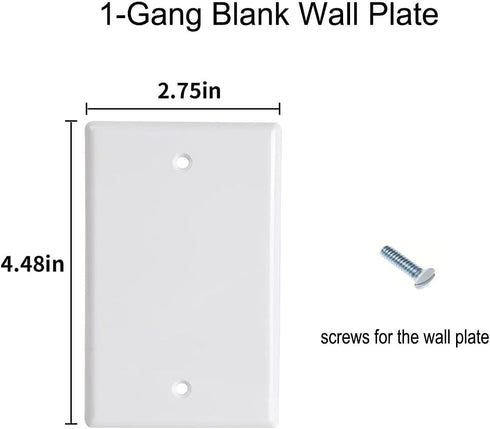 Blank Wall Plates 1-Gang blank Switch Outlet Electrical Cover Pate Unbreakable Thermoplastic Faceplate for Light Receptacle Outlet Switch, White (...