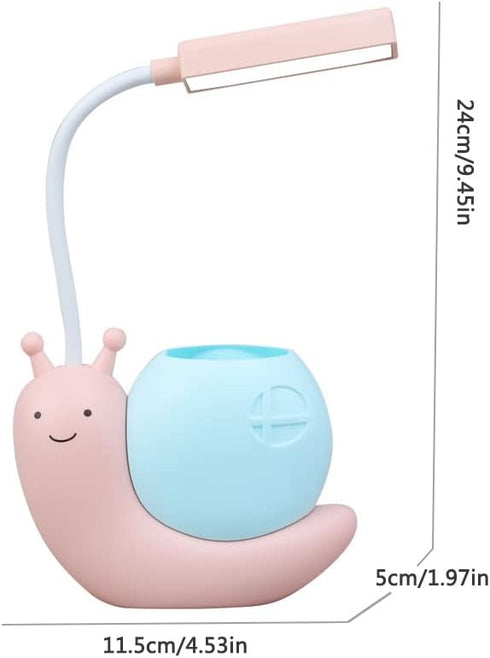 Cute Kids Lamp with Pen Holder,LED Desk Lamp for Child,Snail Shape USB Charging Student Learning Eye Protection Lamp with 360° Bendable Adjustable...