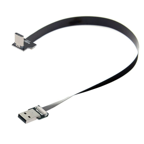 xiwai 2.0M Up Down Angled USB 2.0 Type-A Male to USB-C Type-C Male Data Flat Slim FPC Cable for FPV & Disk & Phone...