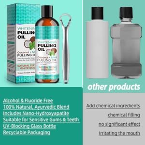 Coconut Mint Oil Pulling Mouthwash with Tongue Scraper, Helps with Fresh Mouth, Remove Impurities, Teeth Whitening, Supports Gum Health, Improves ...
