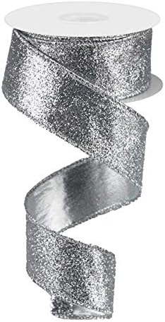 Silver Metallic Wired Ribbon, 1.5 inch x 10 Yard...