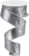 Silver Metallic Wired Ribbon, 1.5 inch x 10 Yard...