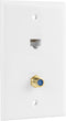 Ethernet Coax Wall Plate, 1 Port Cat 6 RJ45 Keystone and 1 Port TV Coax F Type Keystone Wall Plate...