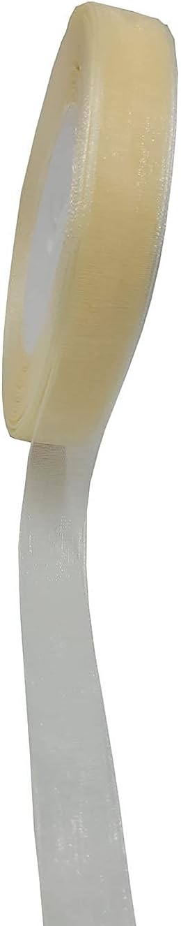 Cream Sheer Organza Ribbon 5/8" Silky Soft Fabric Ribbons Chiffon Packing Ribbon Shimmer Organza Sheer Ribbon for Gift Wrapping Decorating Valenti...