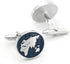 Vintage Cuff Links Blue World Map Globe Design Quality Brass Material Cuff-links for Men with Gift Box...