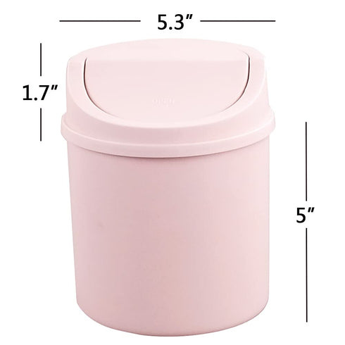Plastic Tiny Waste Bin, Desktop Mini Trash Can with Swing Lid, Pink...