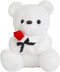 12 inch Teddy Bear Stuffed Animal with Rose, Soft Cuddly Stuffed Plush Bear, Gifts for Kids Baby Toddlers on Baby Shower, Valentine's Day (White)...